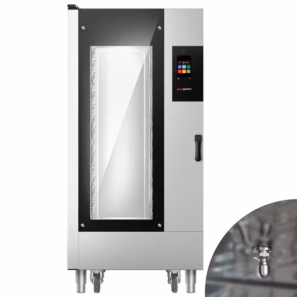 Forno combinato a vapore per panificazione-Elettrico-Forno combinato a vapore - Touch screen - pannello touch screen - 16x EN 600x400 - incl. Sistema di lavaggio, Carrello portateglie & Carrello
