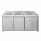 Commercial Sink Cabinet – 1400 × 600 mm – with Waste Bin & Twin Right-Hand Bowls