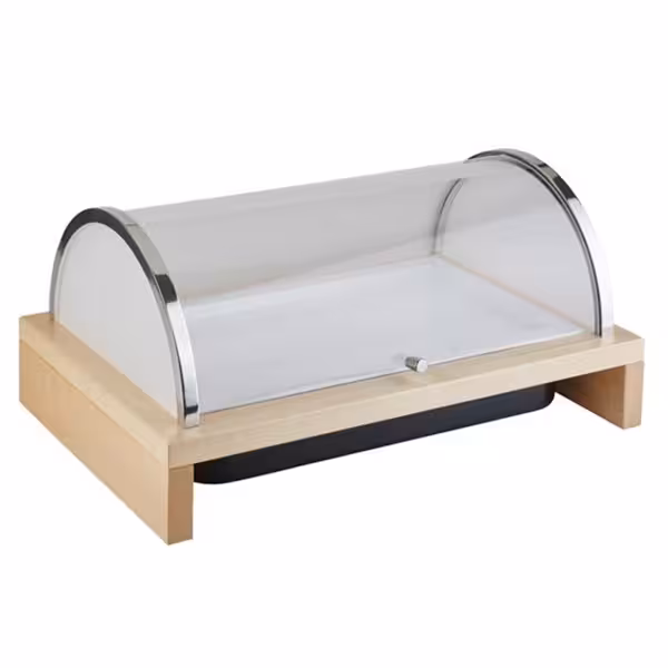 Gekoelde buffetvitrine - BRIDGE - GN 1/1 - 635x425mm - Hoogte: 310mm - incl. houten frame, kunststof bak, melamine dienblad, koelelement, rolltop deksel