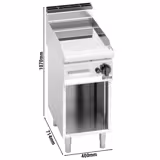 Plynová grilovací deska - 6,9 kW - Hladký - grilovací plocha: 395x500 mm - vč. podstavce
