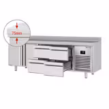 Hűtött munkaasztal PREMIUM PLUS - 2452x600 mm - 510 liter - ventilációs - 2 ajtóval - 4 fiókkal - felhajtással