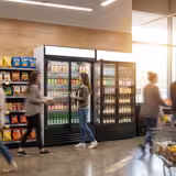 Vetrina frigo per bibite - 1200mm - 1200l - porta in vetro senza cornice - con 2 porte in vetro & cassonetto pubblicitario illuminato & illuminazione LED - Nero