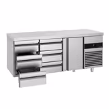 Mostrador refrigerado PREMIUM - 1865x700mm - de trabajo - 1 puerta y 6 cajones - GN 1/1 - refrigeración ventilada