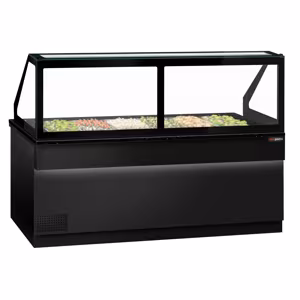 Saladette TORONTO - 2550mm - Zwarte voorkant - 4 deuren - voor 6x GN 1/1 - Zwart granieten werkblad