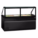 Saladette réfrigérée TORONTO - 2550 mm - Façade noire - 4 portes - Pour 6x GN 1/1 - Plateau de travail en granit noir