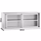 Edelstahl Wandhängeschrank - 2000x400mm - mit Glasschiebetür - 800mm hoch