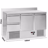 Mostrador refrigerado ECO - 1368x700mm - de trabajo con peto trasero - 2 puertas y 2 cajones - GN 1/1 - refrigeración estática