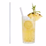 (50 buc) Paie de băut din sticlă reutilizabile - drept - 230 mm - ø 10 mm - transparent - incl. 1 nailon Perie curățare