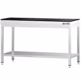 Tavolo da lavoro in acciaio inox PREMIUM - 1400x800mm - con ripiano inferiore - con piano in granito