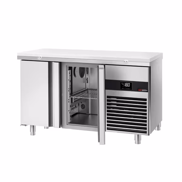 Tiefkühltisch PREMIUM - 1400x700mm - mit 2 Türen - inkl. Schneideplatte Weiß
