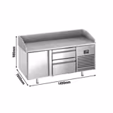 Commercial Pizza Prep Counter - Granite Top PREMIUM PLUS - 1490x700mm - with 1 doors & 2 drawers