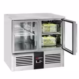 Tavolo refrigerato PREMIUM - 903x700mm - Statica - 240 L - con 2 porte in vetro - piano di lavoro in granito