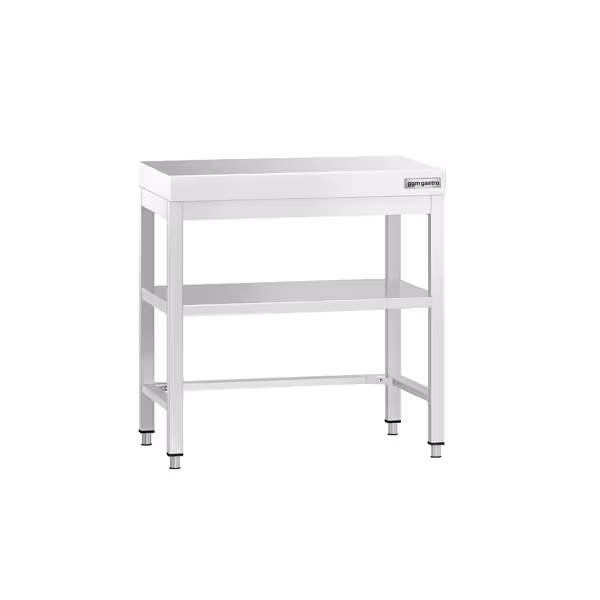 Rozsdamentes acél munkaasztal PREMIUM - 600x700 mm - alsó polccal & lábösszekötővel