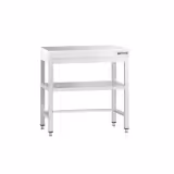 Mesa de trabalho em aço inoxidável PREMIUM - 600x600mm - com prateleira inferior & com travessas de reforço