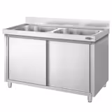 Commercial Sink Cabinet PREMIUM - 1400x600mm - with 2 bowls centre