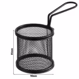 (6 Stück) Servier Frittierkorb - SNACKHOLDER - Edelstahl - Ø 80mm - Schwarz