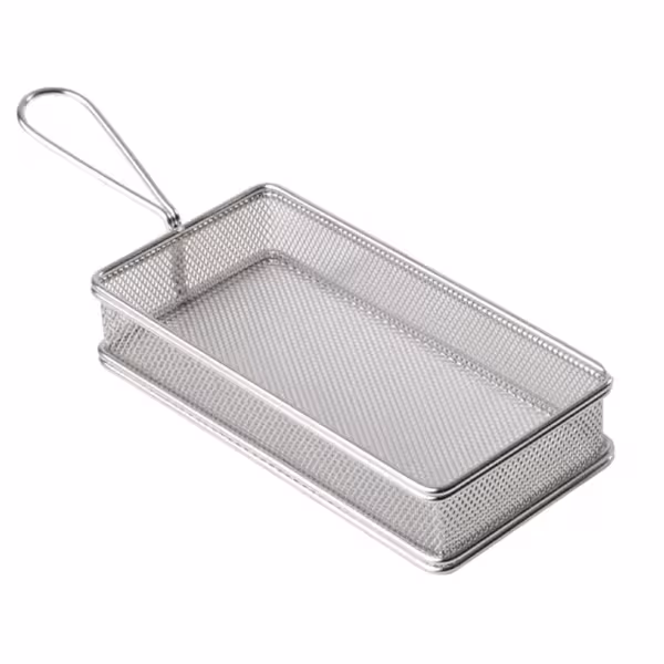 (6 peças) Cesto para servir - SNACKHOLDER - Aço inoxidável - 215x105mm - Prateado