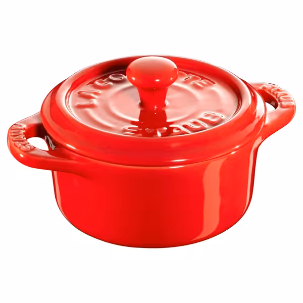 STAUB | CERAMIQUE - طنجرة كوكوت صغيرة - بقطر 100 مم - دائرية - سيراميك - أحمر كرزي