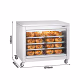 Warmhalteschrank für Speisen - 2 kW - mit Glasschiebetür, Glasrückwand & 4 Ablagen