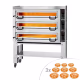 Electric Deck Pizza Oven - Triple Deck - Refractory Stone Deck - 9+9+9 - Ø 34cm (13.4") - Digital Controls - up to 450°C - incl. Hood & Base frame