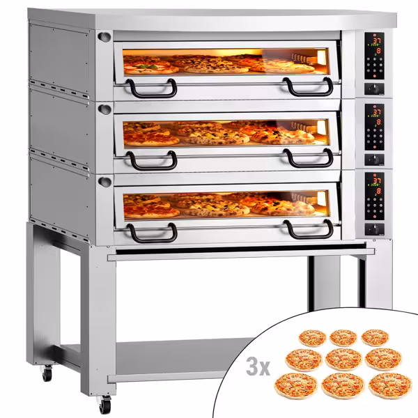 Elektro Pizzaofen Power - 9+9+9x 34cm - Digital - inkl. Haube & Untergestell