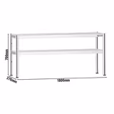 Aufsatzbord Edelstahl - 2 Etagen - 1800x370mm - höhenverstellbar