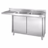 Plonge inox professionnelle PREMIUM - 1800x700mm - 2 bac(s) à droite - avec égouttoir à gauche - passage lave-vaisselle à droite