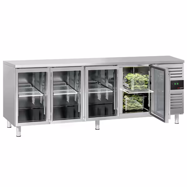 Commercial Counter Fridge ECO - 2230x700mm - glass doors - capacity 553 litres