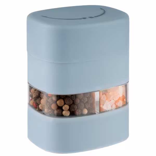 (6 bucăți) Râșniță 2 în 1 pentru sare și piper - plastic - înălțime: 80 mm - albastru