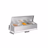 Soporte para cubetas GN de acero inoxidable - 5x GN 1/6 - con cubetas