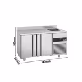 Kühltisch PREMIUM - 1430x700mm - mit 2 Türen, 1 Becken rechts - Aufkantung