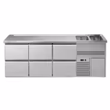 Comptoir de bar réfrigéré Premium PLUS - 2500x700mm - 6 tiroirs