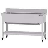 RVS spoeltafel ECO - 1200x600mm - met onderblad - met 1 spoelbak