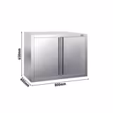 Zidni viseći ormarić od nehrđajućeg čelika PREMIUM - 800x400 mm - Sa krilnim vratima - 650 mm visine