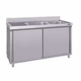 Évier inox avec armoire ECO - 1400x700mm - avec 2 bacs à droite