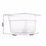 (6 stuks) Polycarbonaat GN-bak GN 1/6 - transparant - 1,0 liter - Diepte: 65mm
