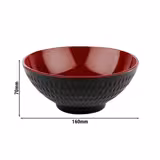 (6 Stück) Schale - ASIA PLUS - Melamin - 0,60 Liter - Ø 160mm - Schwarz/Rot