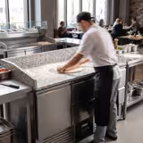 Commercial Pizza Prep Counter - Granite Top PREMIUM - 1400x700mm - with 1 doors & 4 drawers