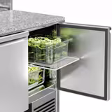 Saladette PREMIUM - 903mm - 2 porte - con sovrastruttura in acciaio inox per 5x GN 1/6 - piano di lavoro in granito