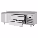 Table réfrigérée Premium PLUS - 2452 x 700 mm - avec 2 portes - 4 tiroirs - avec dosseret