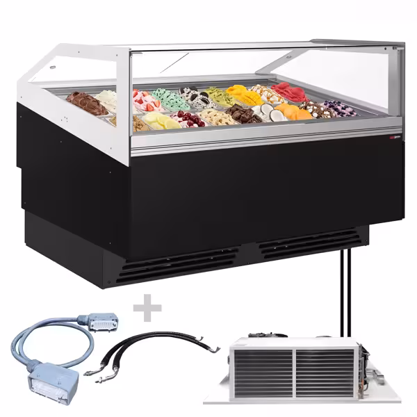 Ice Cream Serve Over Counter | ADAM - 1700mm - Ventilated cooling - with LED lighting - for 18 x 5 litres Napoli pans or 12 x 7 litres - Black