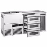 Barkoelkast PREMIUM - 1950x700mm - 1 glazen deur & 3 laden