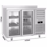Bar- & Getränkekühltisch Premium PLUS - SUPERCOOLER - 1475x700mm - mit 2 Glastüren & Aufkantung - Edelstahl