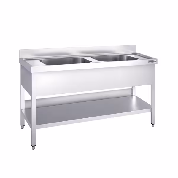 Móvel de lava-loiça PREMIUM - 1400x600mm - com base e 2 lavatórios no centro