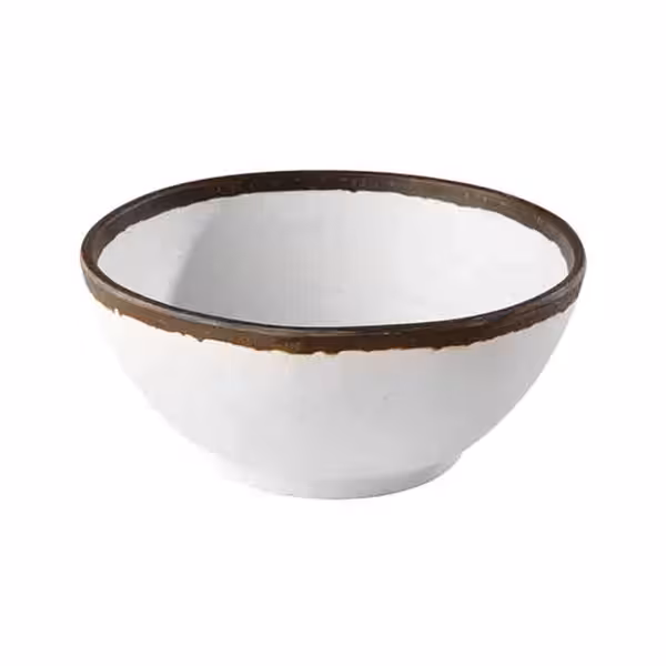 (6 piezas) Bol - CROCKER - melamina - 0,7 litros - Ø 160mm - blanco/marrón