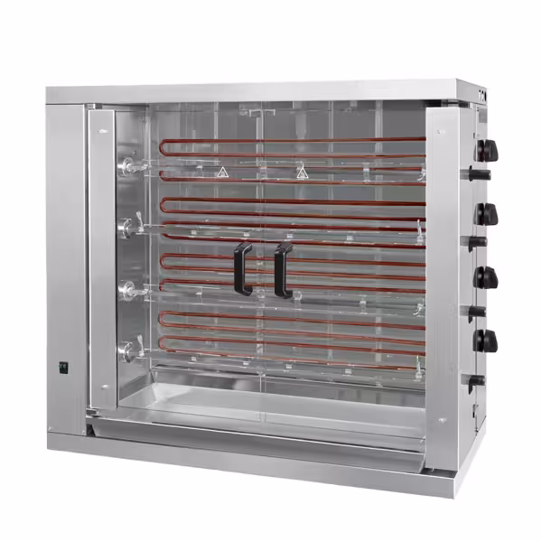 Elektro Hähnchengrill - 19,2 kW - mit 4 Spießen für bis zu 24 Hähnchen