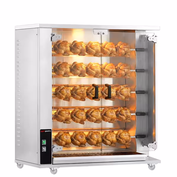 Gas kippengrill - 23,5kW - 5 spitten voor 25 kippen