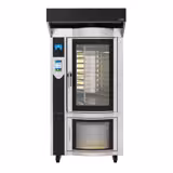 Rotary Commercial Bakery Convection Oven with Steam Injection - Touchscreen Controls - 1 Baking Chambers - 10x 600x400mm (EN 60x40) - with Prover Cabinet & with Hood