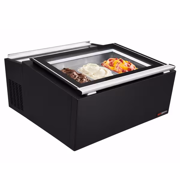 Vetrina congelatore - per gelato - 54l - 690mm - beheizbare Scheiben - estremamente silenziosa - Nero