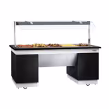 Banco buffet professionale caldo DUBLINO - 2000mm - con bagnomaria - su ruote - per 5x GN 1/1 - Nero - Self Service